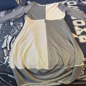 Elegant Gray and Cream Women's Dress